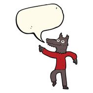 cartoon wolf man with speech bubble N31