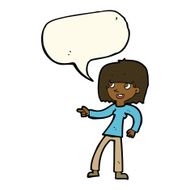 cartoon girl pointing with speech bubble N21
