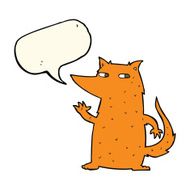 cartoon fox waving with speech bubble N4