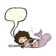 cartoon mermaid with tattoos speech bubble N7
