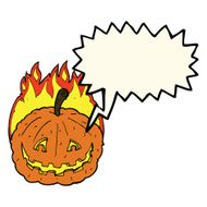 cartoon grinning pumpkin with speech bubble N8