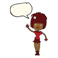 cartoon waving vampire girl with speech bubble N16