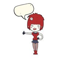 cartoon vampire girl giving thumbs up sign with speech bubble N14