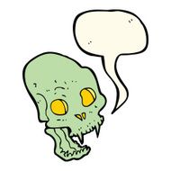 cartoon spooky vampire skull with speech bubble N7