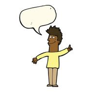 cartoon man with idea speech bubble N76