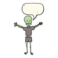 cartoon skeleton in clothes with speech bubble N7
