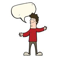 cartoon happy man with speech bubble N332