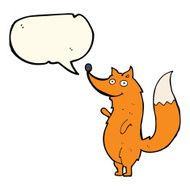 cartoon waving fox with speech bubble N10