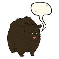 huge black bear cartoon with speech bubble N4