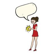 cartoon woman clapping hands with speech bubble N7
