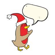 cartoon christmas robin with speech bubble N3