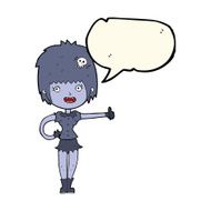 cartoon vampire girl giving thumbs up sign with speech bubble N15