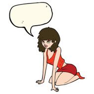 cartoon woman in sexy pose with speech bubble N13