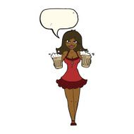 cartoon beer festival girl with speech bubble N8