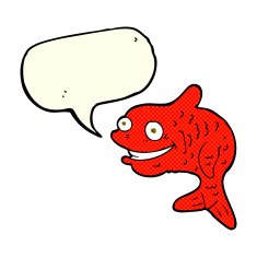 cartoon happy fish with speech bubble N10