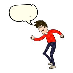 cartoon happy man dancing with speech bubble N17