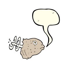 cartoon fish head with speech bubble N2