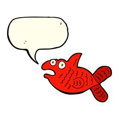 cartoon fish with speech bubble N33