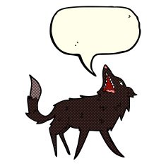 cartoon snapping wolf with speech bubble N3