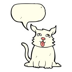cartoon happy dog with speech bubble N35