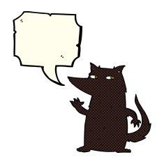 cartoon wolf waving with speech bubble N3