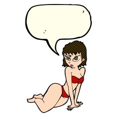 cartoon sexy woman in underwear with speech bubble N10