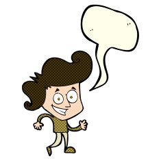 cartoon grinning man with speech bubble N35
