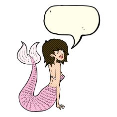 cartoon mermaid with speech bubble N28