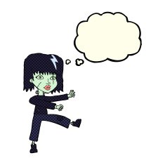 cartoon zombie girl with speech bubble N7