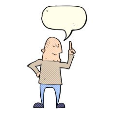 cartoon man pointing finger with speech bubble N4
