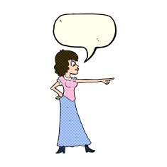 cartoon woman pointing finger with speech bubble N5