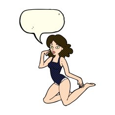 cartoon woman in lingerie with speech bubble N24