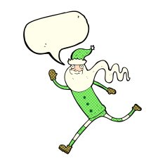 cartoon running santa with speech bubble N5
