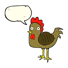 cartoon chicken with speech bubble N8