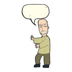 cartoon angry old man with speech bubble N56