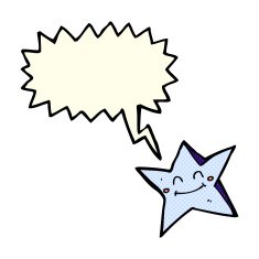 cartoon happy star character with speech bubble N9