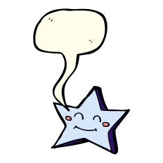 cartoon happy star character with speech bubble N10