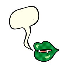 cartoon vampire fangs with speech bubble N5