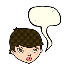 cartoon unimpressed woman with speech bubble N3