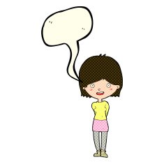 cartoon friendly woman with speech bubble N29