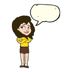 cartoon woman with crossed arms speech bubble N22