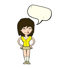 cartoon woman with hands on hips speech bubble N91