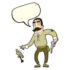 cartoon wild west cowboy with speech bubble N4