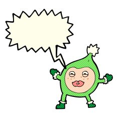 cartoon funny christmas creature with speech bubble N9