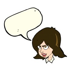 cartoon annoyed woman with speech bubble N76