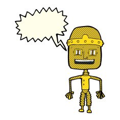 funny cartoon robot with speech bubble N22