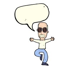 cartoon old man wearing big glasses with speech bubble N5