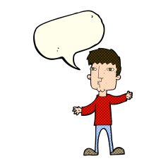 cartoon curious man with speech bubble N29