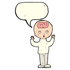 cartoon genius with speech bubble N5