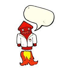 cartoon firework in business suit with speech bubble N5